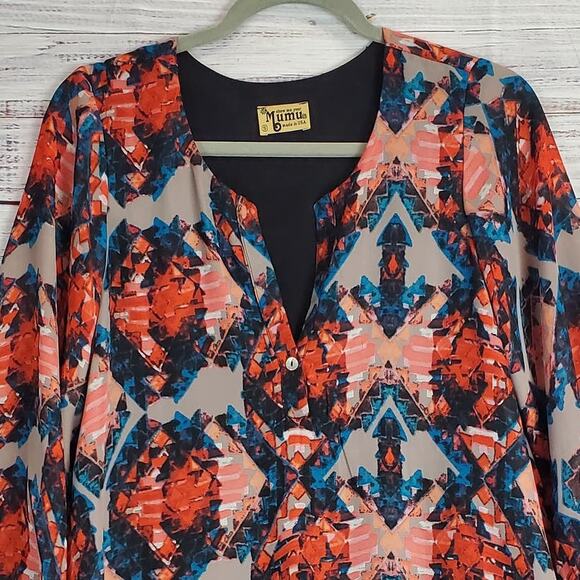 Show Me Your Mumu Tunic Dress S Kaleidoscope Jamie Peasant Sleeve Cottagecore Sm - Picture 4 of 12